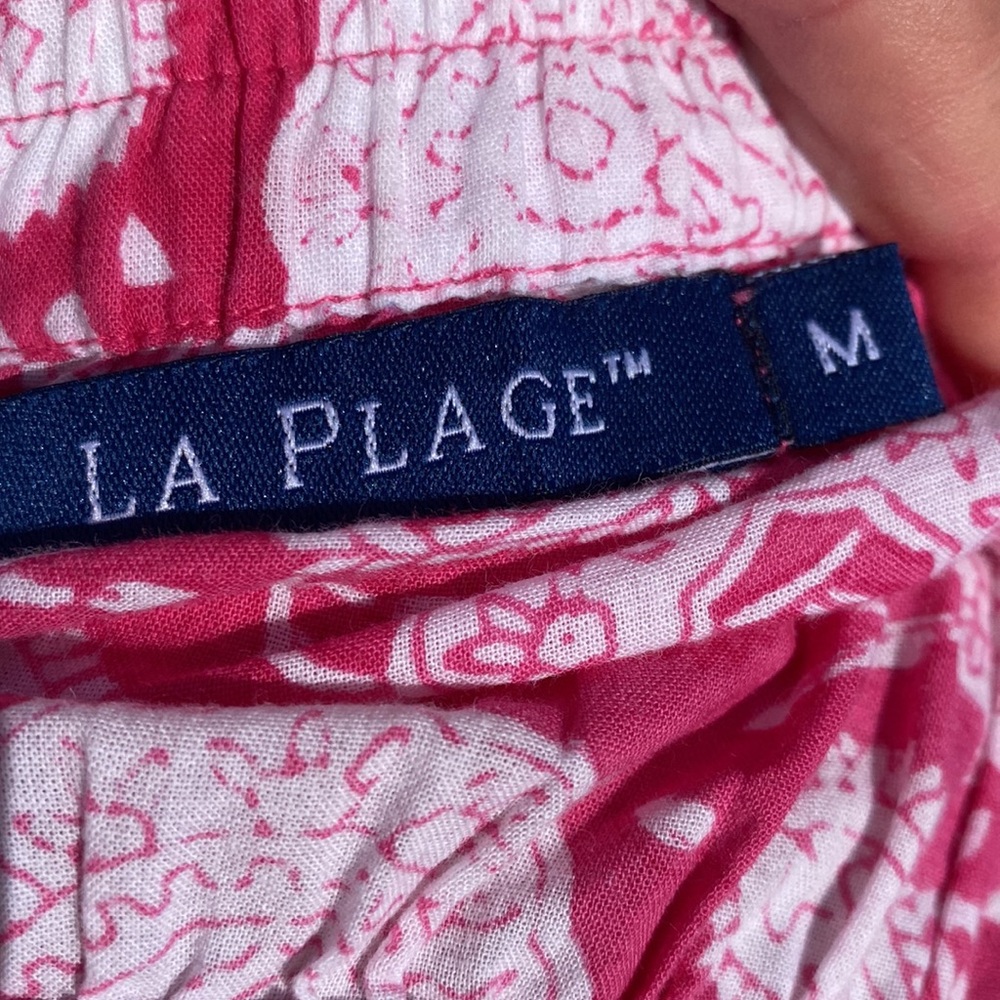 La Plage pink white paisley tiered boho chic bohemian peasant skirt M - Picture 3 of 6